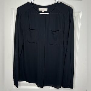Ann Taylor Loft Black button down shirt, Small